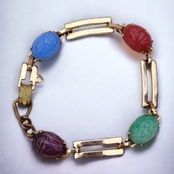 Antique stone scarab bracelet - Picture 2 of 7